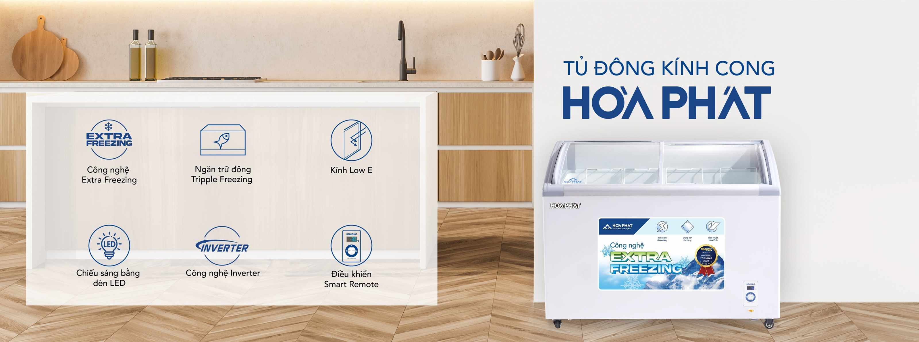 Tủ bảo quản kính cong Hòa Phát 1 ngăn 280L HPF- AD6280.C1